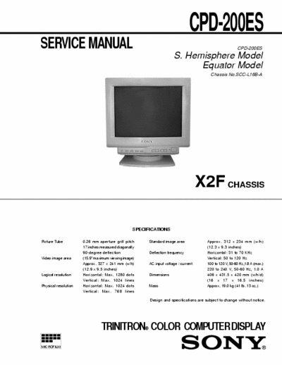 Sony CPD-200ES Service Manual Sony CPD-200ES